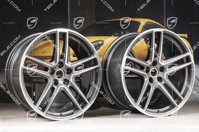 20" Komplet felg "Macan Turbo", 9J x 20 ET26 + 10J x 20 ET19, BORBET, Titanium