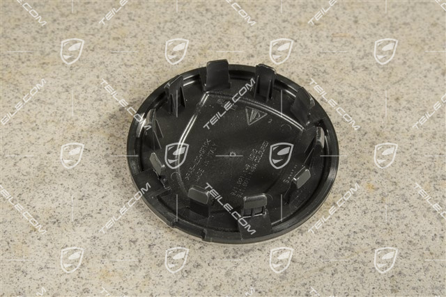 Wheel hub cap, crest coloured, black satin matt