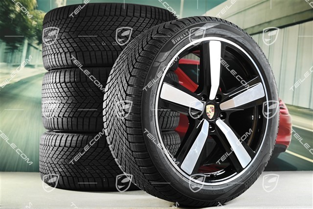 22-inch winter wheel set Cayenne Exclusive Design Sport, wheel rims 10J x 22 ET48 +11,5J x 22 ET52 + Pirelli winter tyres 285/40 R22 + 315/35 R22, black high gloss