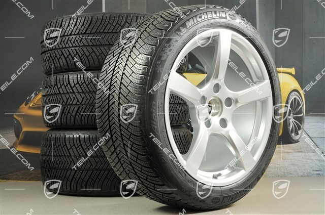 19" Cayman S Winterräder Satz, Felgen 8J x 19 ET57 + 10J x 19 ET45 + NEUE Michelin Pilot Alpin 4 Winterreifen 235/40 R19 + 265/40 R19