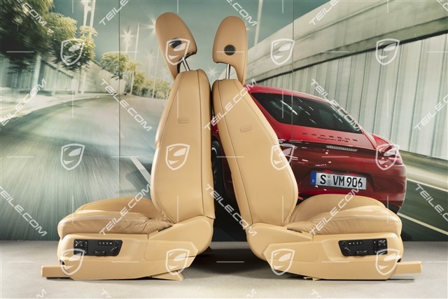 GTS Fotele sportowe, beżowa skóra + alcantara, komplet L+R + tył