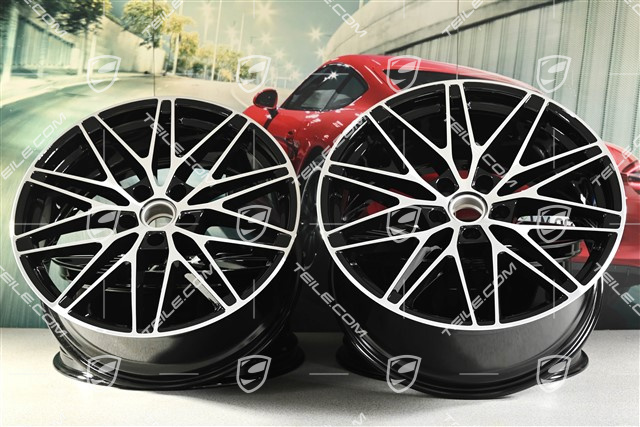 22" Macan RS Spyder design wheel set, 9J x 22 ET29 + 11J x 22 ET47, high-gloss black