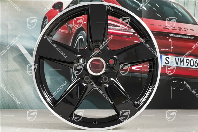 19-inch Cayman S wheel set, 8J x 19 x ET 57 + 9,5J x 19 x ET 45, wheel spokes in black