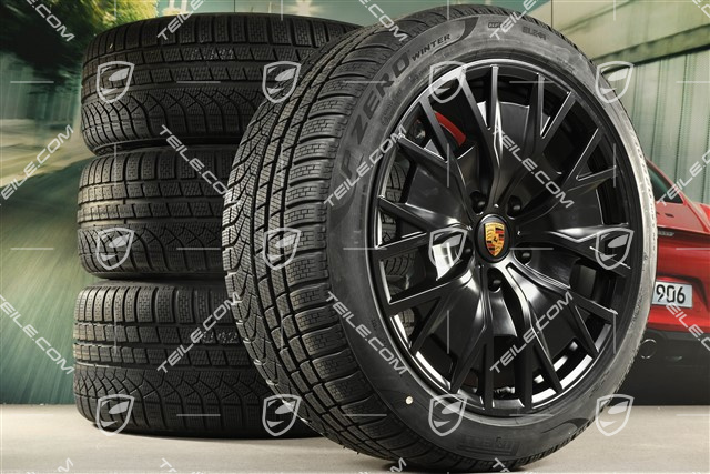 20-inch Turbo S Aero Design winter wheel set, rims 9J x 20 ET54 + 11J x 20 ET60 + Pirelli winter tyres 245/45 R20 + 285/40 R20, black satin matt