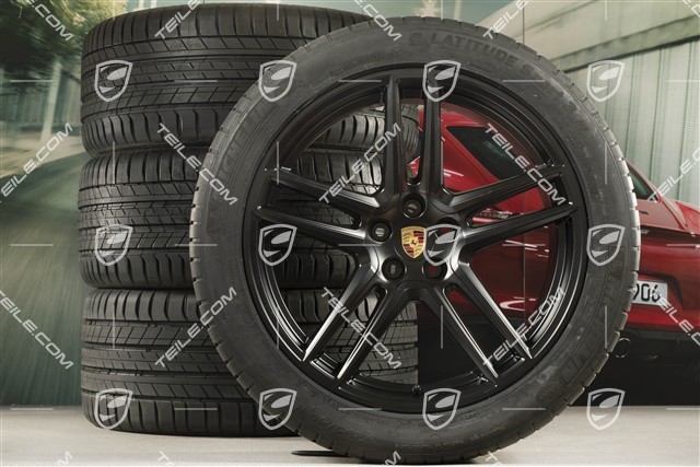 20" koła letnie komplet Turbo, felgi 9J x 20 ET26 + 10J x 20 ET19 + NOWE opony letnie Michelin 265/45 R20 + 295/40 R20, czarny półmat, z czujnikami ciśnienia RDK