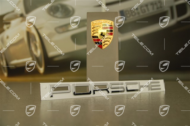"PORSCHE" Schriftzug, Galvanosilber / Chrom