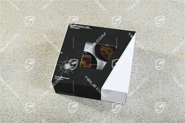 Hub cap set, matt black, crest coloured