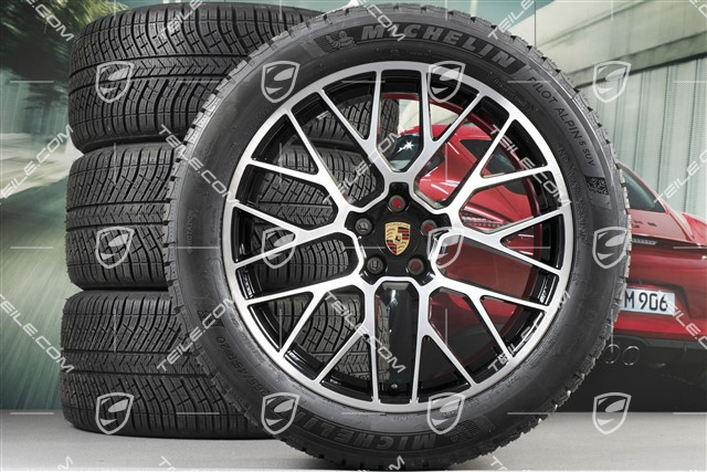 20" "RS Spyder Design" koła zimowe, komplet, felgi 9J x 20 ET26 + 10J x 20 ET19 + opony zimowe Michelin Latitude Alpin 2 265/45 R 20 + 295/40 R 20, z czujnikami ciśnienia, czarny wysoki połysk