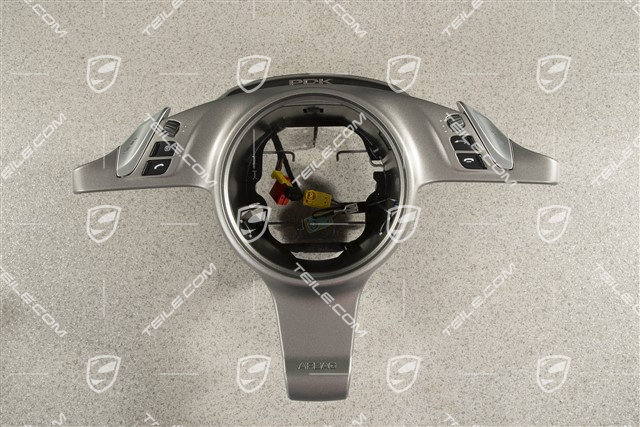 Blende, Multifunktionslenkrad, PDK, Sport Chrono Paket, Vulkangrau/Galvanosilber