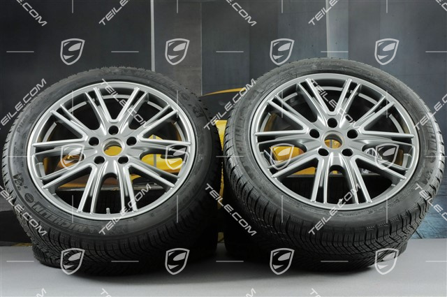 20" Koła zimowe, komplet "Exclusive Design", felgi 9,5 J x 20 ET71 + 10,5 J x 20 ET71 + NOWE opony zimowe Michelin Pilot Alpin 4 275/40 R20 + 315/35 R20, srebrna platyna