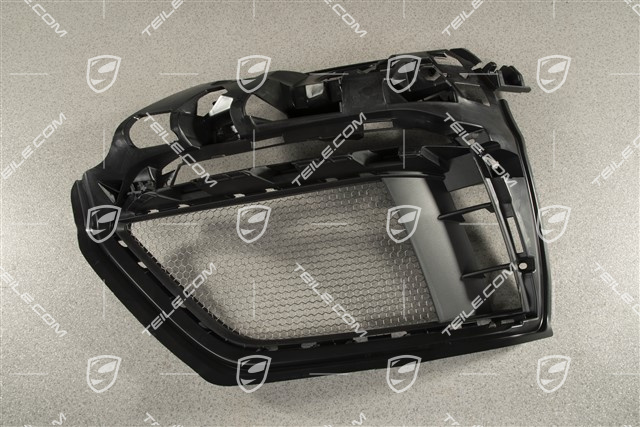 Front bumper retainer frame / grille / vent, lateral, GT4, Black matte, L