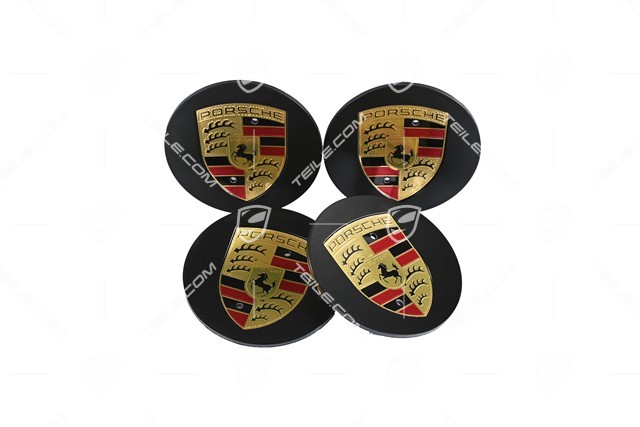 Center cap set, concave, coloured crest, black satin mat