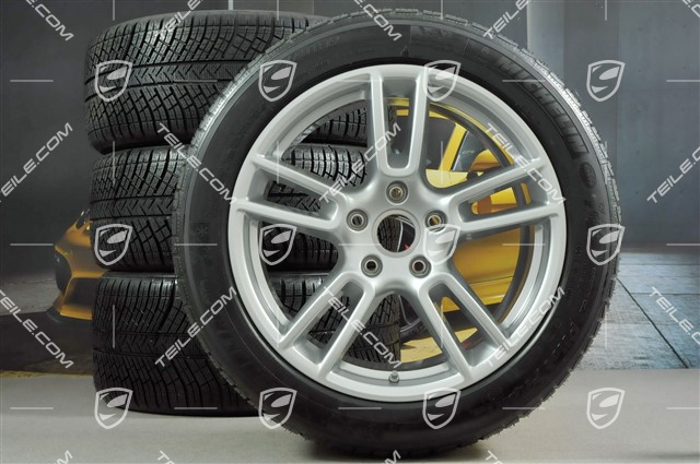 19" Winterräder Satz "Panamera", Felgen 9J x 19 ET64 + 10,5 J x 19 ET62 + NEUE Michelin Pilot Alpin 4 Winterreifen 265/45 R19 + 295/40 R19