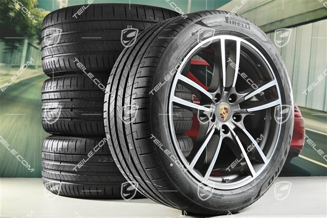21-inch Cayenne Turbo summer wheel set, rims 9,5J x 21 ET46 + 11,0J x 21 ET49 + NEW Pirelli P Zero summer tyres 285/40 R21 + 315/35 R21