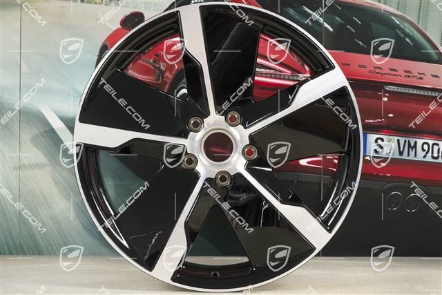 21" Felga Taycan Exclusive Design, 9,5J x 21 ET60, przednia,  czarny wysoki połysk, R
