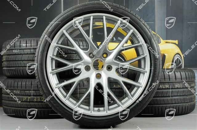 21" Koła letnie Panamera SportDesign, felgi 9,5J x 21 ET71 + 11,5J x 21 ET69 + NOWE opony letnie Pirelli 275/35 ZR21 + 315/30 ZR21, z czujnikami ciśnienia