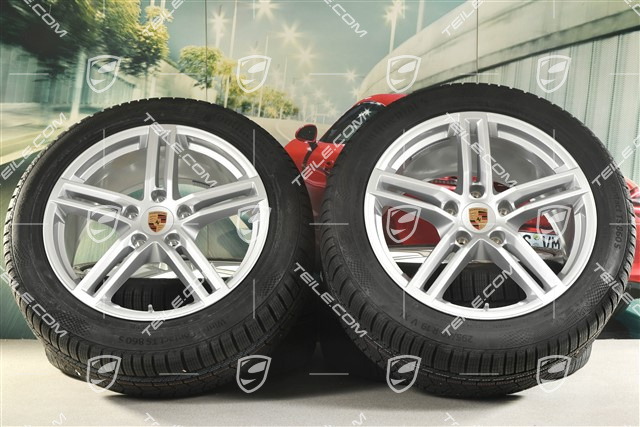 19" Panamera Winterräder Satz, Felgen 9J x 19 ET64 + 10,5J x 19 ET62 + Continental Winter Contact TS860 S Winterreifen 265/45 R19 + 295/40 R19, in Silber