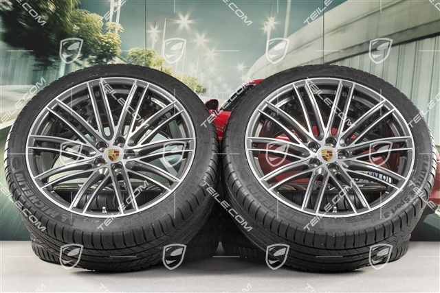 21" Turbo IV Design Sommerräder, Felgen 9,5J x 21 ET27 + 10J x 21 ET19 + Michelin Sommerreifen 265/40 R21 + 295/35 R21, mit RDK-Sensoren
