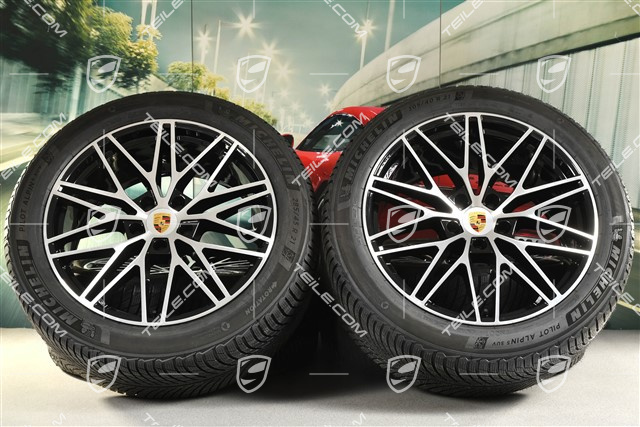 21-inch Cayenne "RS Spyder Design" winter wheel set, rims 9,5J x 21 ET46 + 11,0J x 21 ET49 + NEW Michelin Pilot Alpin 5 SUV winter tyres 285/45 R21 + 305/40 R21, with TPMS, black high gloss