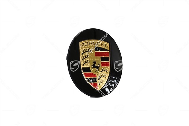 Radzierdeckel Satz, konkav, farbiges Wappen, schwarz hochglanz