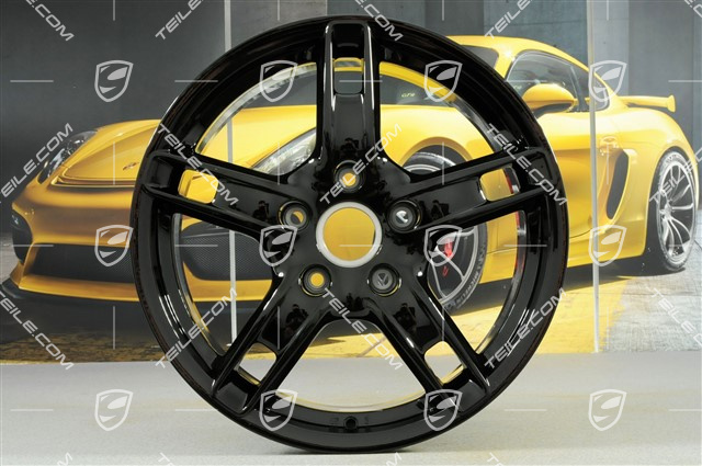 18" Boxster S Felgensatz, 8J x 18 x ET57 + 9J x 18 x ET43, schwarz hochglanz