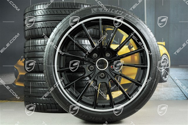 20" Komplet kół letnich Panamera Sport, felgi 9,5J x 20 ET 65 + 11,5 J x 20 ET 63, opony letnie 255/40 ZR20 + 295/35 ZR20, czarne, z czujnikami RDK