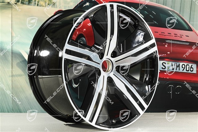22" felga Macan Exclusive Design, 11J x 22 ET47, czarny wysoki połysk, lewa