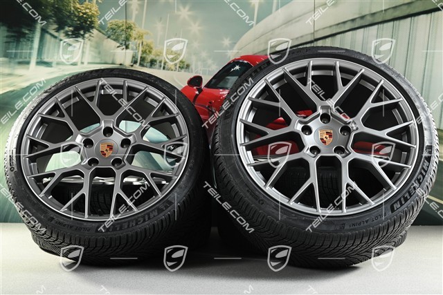 20"+21" RS Spyder Design Winterrädersatz, Felgen 8,5J x 20 ET50 + 11J x 21 ET82 + NEUE Michelin Winterreifen 245/35 R20 + 305/30 R21, mit RDK-Sensoren, Darksilver