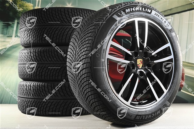 20-inch Cayenne Sport winter wheel set, rims 9J x 20 ET50 + 10,5J x 20 ET55 + Michelin winter tyres 255/55 R20 + 295/45 R20, with TPMS, black high gloss