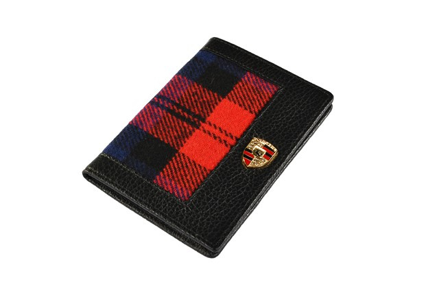 "60Y 911" Vehicle registration case, in a iconic chequer pattern, with Porsche Crest