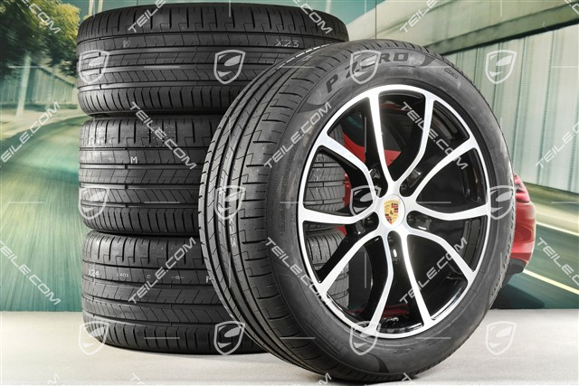 21" Cayenne Coupe Exclusive Design Sommerräder Satz, Felgen 9,5J x 21 ET46 + 11,0J x 21 ET49 + NEUE Pirelli P Zero Sommerreifen 285/45 R21 + 315/40 R21, mit RDK-Sensoren