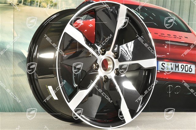 21" Felge Taycan Exclusive Design, 9,5J x 21 ET60, vorn, Tiefschwarz Metallic, L
