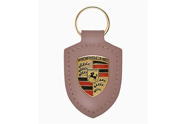 Porsche crest keyring, leather, frozenberry Porsche crest keyring, leather, frozenberry