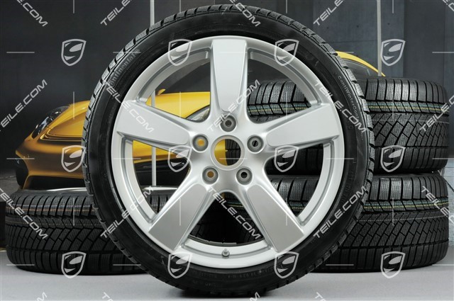 19" winter wheel set "Cayman S", rims 8J x 19 ET57 + 9,5J x 19 ET45 + NEW winter tyres Continental WinterContact TS 830P 235/40 R19 + 265/40 R19, with TPMS