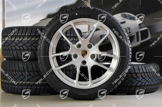 18" Cayman winter wheel set, 8J x 18 ET57 + 9J x 18 ET47 + winter tyres Dunlop SP Winter Sport 3D 235/45 R18 + 265/45 R18, with TPMS.