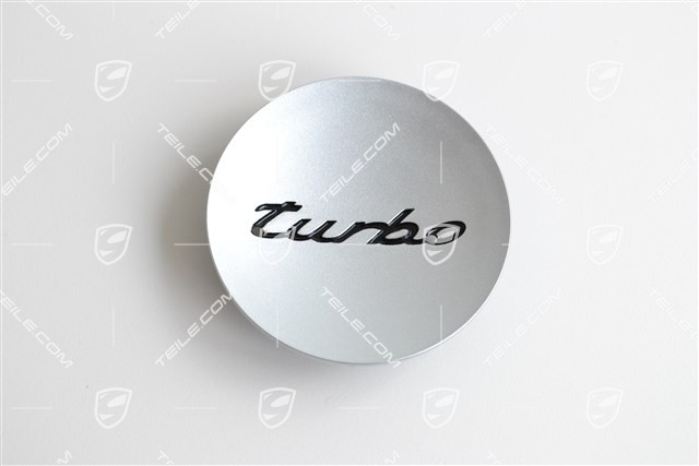 Wheel trim / cap, ‘Turbo’ lettering, concave, silver Wheel trim / cap, ‘Turbo’ lettering, concave, silver