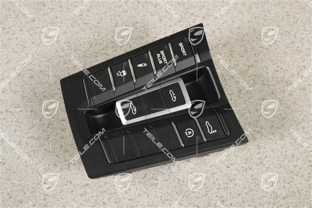 Control panel / switchboard centre console, Targa, black matte/ hi-gloss chrome