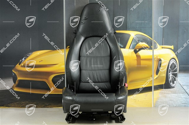 Sitz, el. einstellbar, heizung, Leder, Schwarz, Raffleder, Porsche Wappen, beschädigt, R