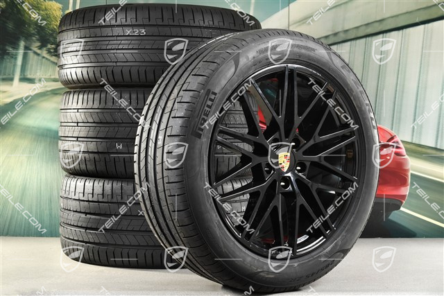 21" koła letnie Cayenne Coupe RS Spyder Design, komplet, felgi 9,5J x 21 ET46 + 11,0J x 21 ET49 + NOWE opony letnie Pirelli P Zero 285/45 R21 + 315/40 R21, z czujnikami ciśnienia, czarny wysoki połysk