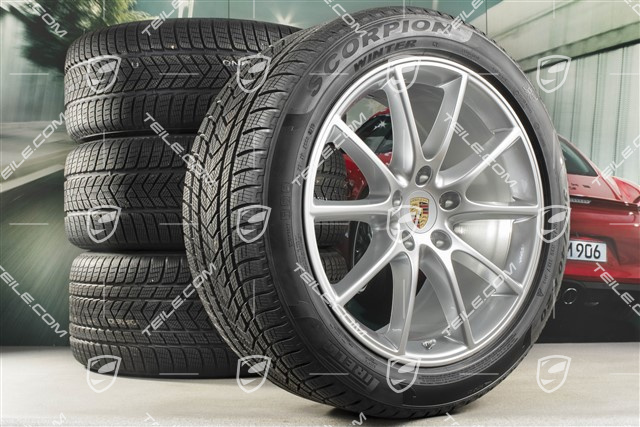 20" koła zimowe Cayenne COUPE Design, komplet, felgi 9J x 20 ET50 + 10,5J x 20 ET55 + NOWE opony zimowe Pirelli 275/45 R20 + 305/40 R20, z czujnikami ciśnienia, DOT/rok prod. 2019+2020