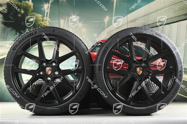 21-inch Panamera SportDesign Winter wheel set, wheel rims 9,5J x 21 ET71 + 10,5J x 21 ET71 + Michelin Pilot Alpin 5 winter tyres 275/35 R21 + 315/30 R21, black satin matt