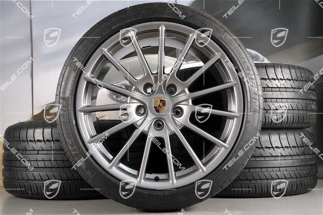 20" Komplet kół letnich Panamera Sport, felgi 2 x 9,5J x 20 ET 65 + 2 x 11,5 J x 20 ET63 + NOWE opony Michelin 255/40 ZR20 + 295/35 ZR20