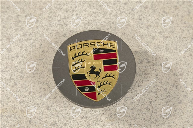 Hub cap, concave, crest coloured, platinum satin matt