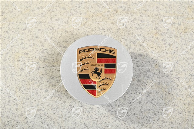 Hub cap, concave, colour emblem, brilliant silver