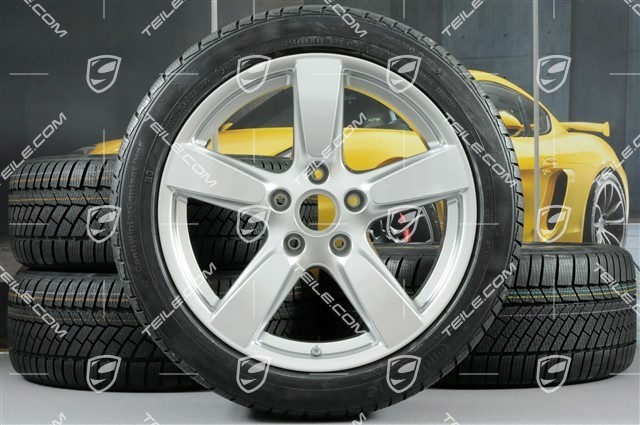 19" winter wheel set "Cayman S", rims 8J x 19 ET57 + 9,5J x 19 ET45 + NEW winter tyres Continental WinterContact TS 830P 235/40 R19 + 265/40 R19, without TPMS