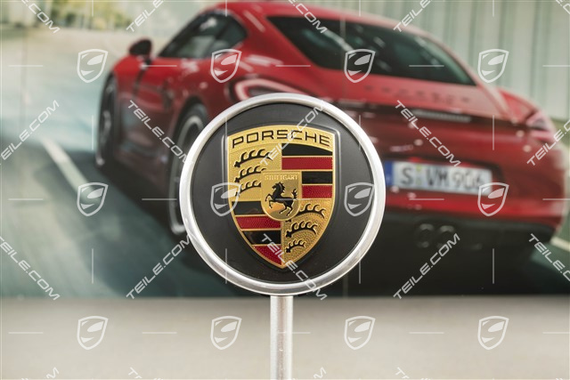 Wheel hub cap, crest coloured, black satin matt