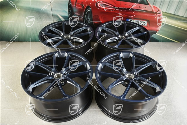 22-inch GT wheel rim set, rims 10,5J x 22 ET49 + 11,5J x 22 ET52, ocean blue pearl effect