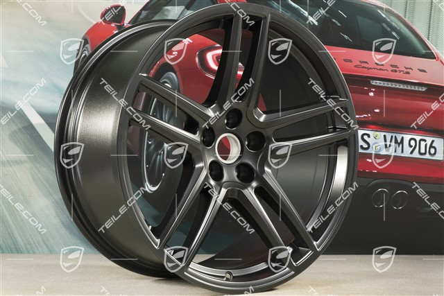 20-inch wheel rim set "Macan Turbo", 9J x 20 ET26 + 10J x 20 ET19, CMS, black satin mat