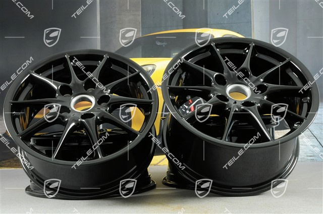 17" Komplet felg Carrera II mod. 2002, 7J x 17 ET50 + 9J x 17 ET55, czarny wysoki połysk