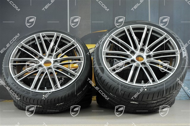 20" koła letnie, komplet 911 Turbo IV, felgi 11,5J x 20 ET56 + 9J x 20 ET51 + NOWE opony letnie Pirelli 305/30 ZR20 + 245/35 ZR20, Titan